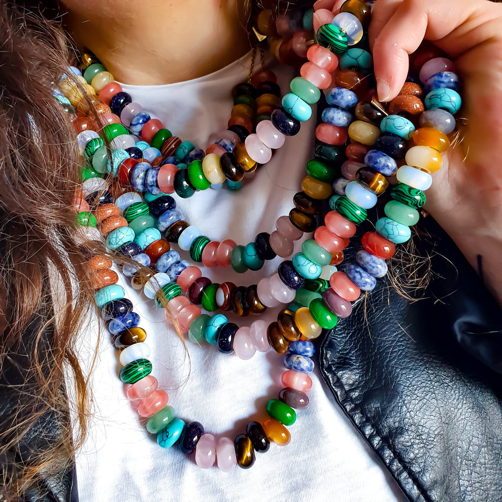 Collier KATMANDOU "rainbow" (cordon doré)