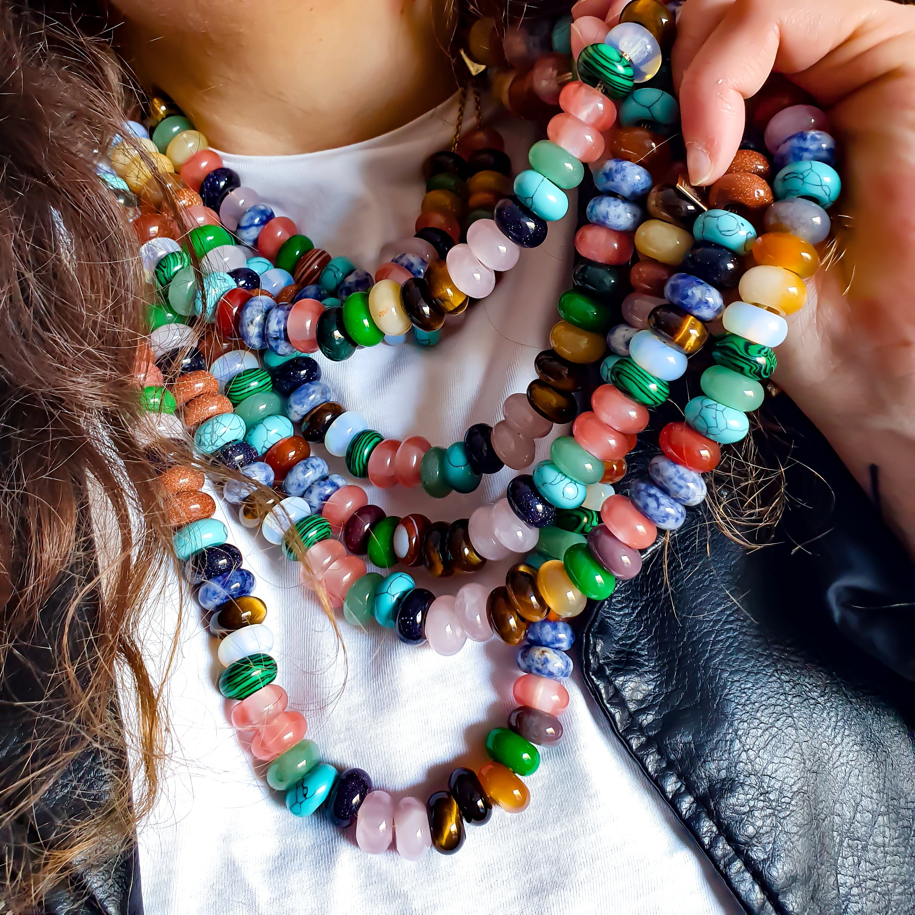 Collier KATMANDOU "rainbow" (cordon doré)
