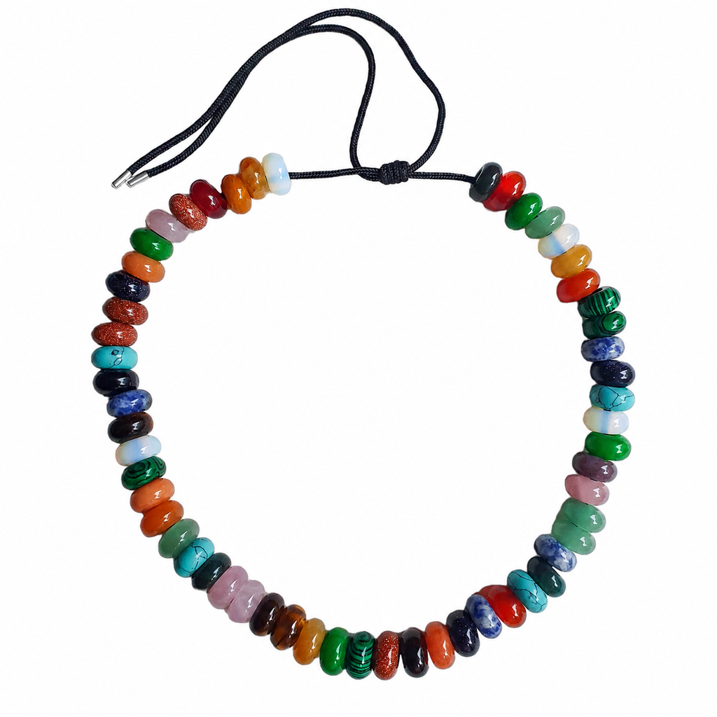 Collier KATMANDOU "rainbow" (cordon noir)